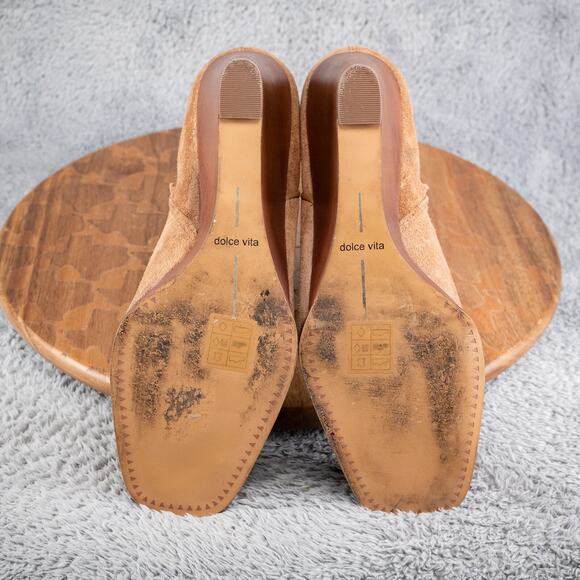 DOLCE VITA Womens Brown Padded Susann Square Toe Wedge Leather Booties 9 - Picture 9 of 9